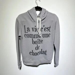 Font Lab Womens Grey French Detail Hoodie Size S